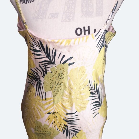 Vici soft slip dress adjustable botanic prints Monstera with side split size M - Picture 7 of 11